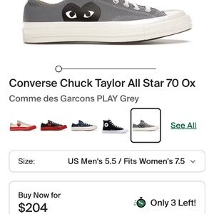 Converse Chuck Taylor All Star 70 Ox
Comme des Garcons PLAY Grey